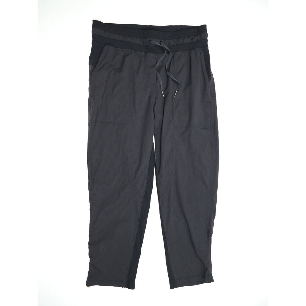 Lululemon Black Woven Jogger Pants 8 Adjustable Hem Minimalist Athleisure Travel - Picture 4 of 12